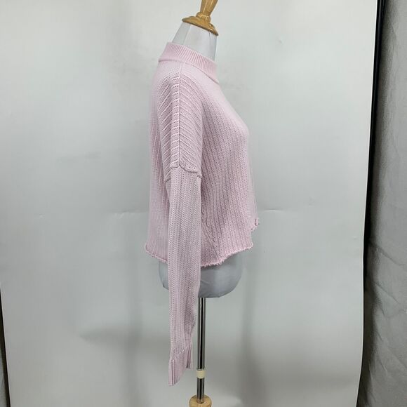 J Brand Sweater Womens S Small Lilac Knit Mock Neck Drop Shoulder Boxy Cropped - Picture 6 of 14